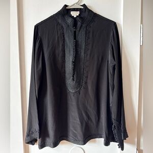 RARE Vintage Emporio Armani 6 Women Indian Black Embroidered Silk Blouse Tunic
